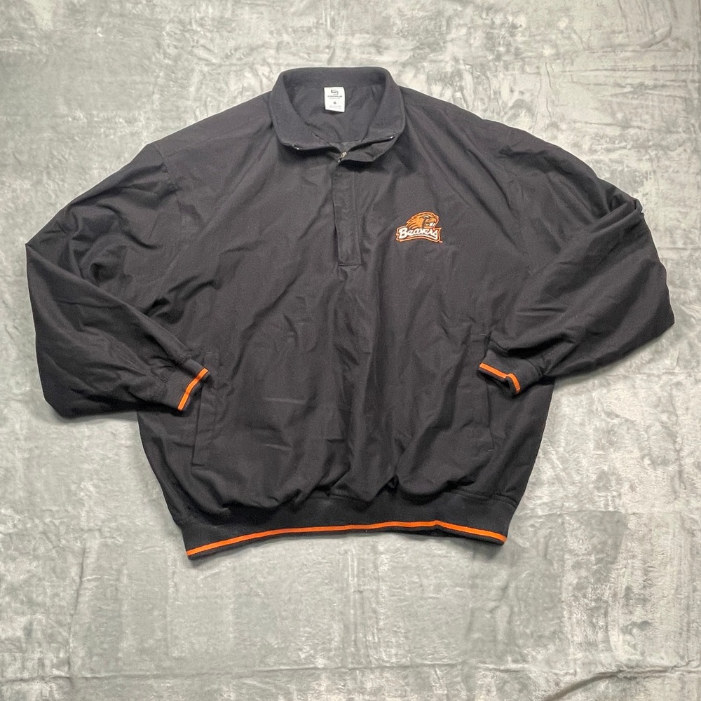 Oregon State Beavers Quarter Zip Pullover Jacket Mens Black Campus Drive XL
